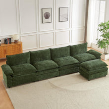 JIEXI Ecksofa mit Schlaffunktion, Grün, 4-Sitzer