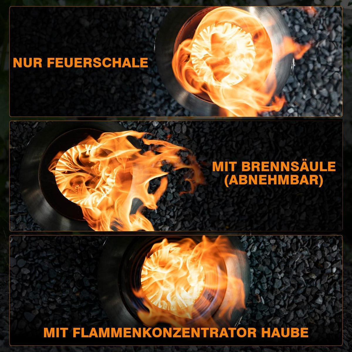 Edelstahl Feuerschale mit Grillrost – Rauchfrei & Vielseitig