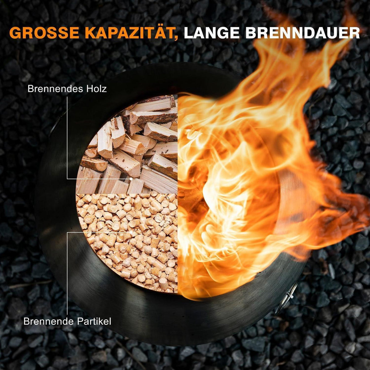Edelstahl Feuerschale mit Grillrost – Rauchfrei & Vielseitig