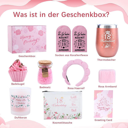 Geschenkset für Frauen – 18. Geburtstag, Freundin, Schwester