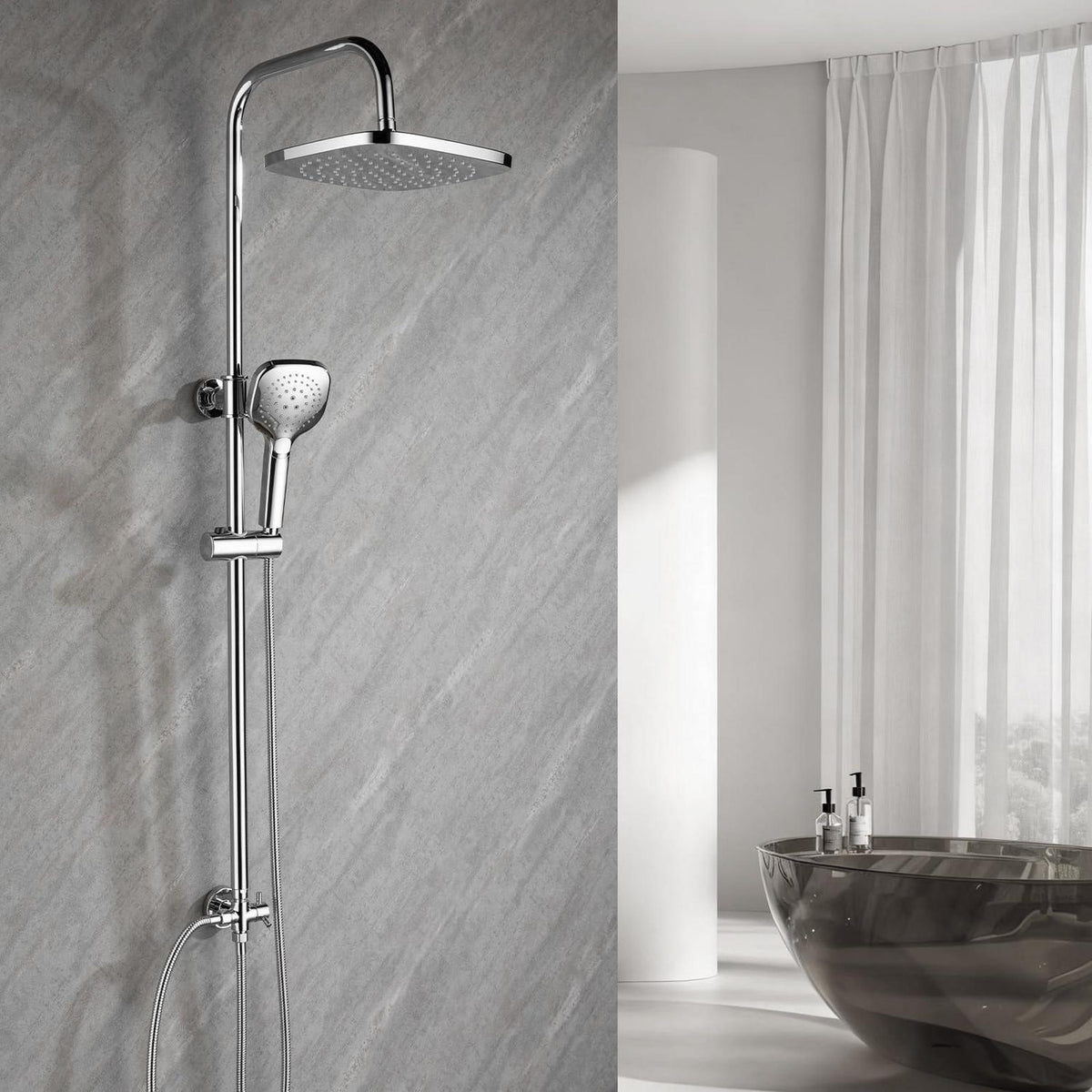 Quadratische Regendusche 30x30cm Chrom – Duschsystem ohne Armatur
