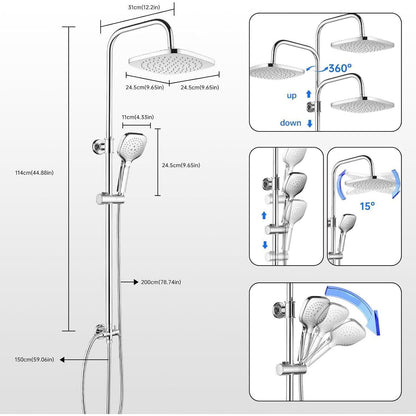 Quadratische Regendusche 30x30cm Chrom – Duschsystem ohne Armatur