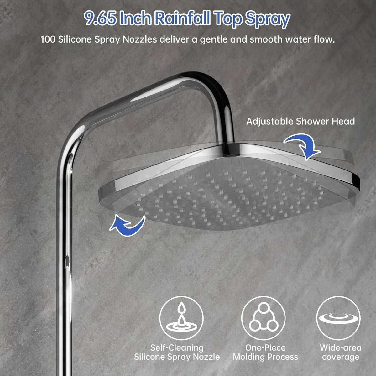 Quadratische Regendusche 30x30cm Chrom – Duschsystem ohne Armatur