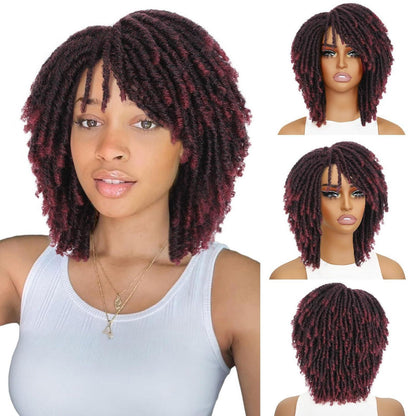 Kurze Afro Twist Dreadlock Perücke Schwarz 33cm Synthetisch
