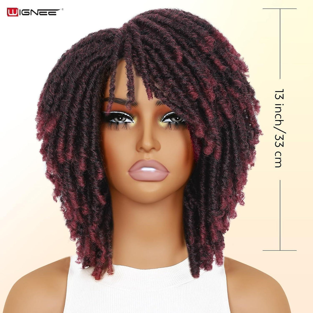 Kurze Afro Twist Dreadlock Perücke Schwarz 33cm Synthetisch