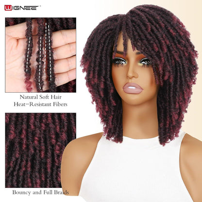 Kurze Afro Twist Dreadlock Perücke Schwarz 33cm Synthetisch