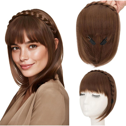 Geflochtenes Stirnband mit Pony – Hellbraun