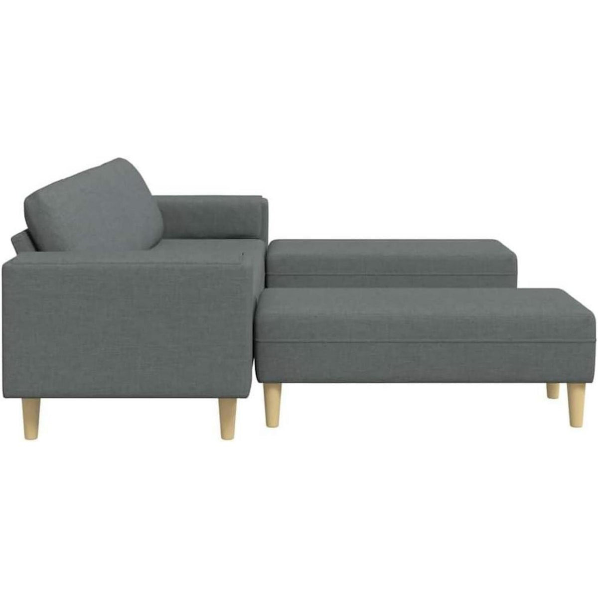 Modernes Cord Polstersofa 3-teilig Dunkelgrau mit Ottomane