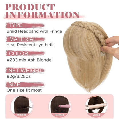 Stirnband mit Pony – Aschblond Mix | Haarverlängerung & Haarteil