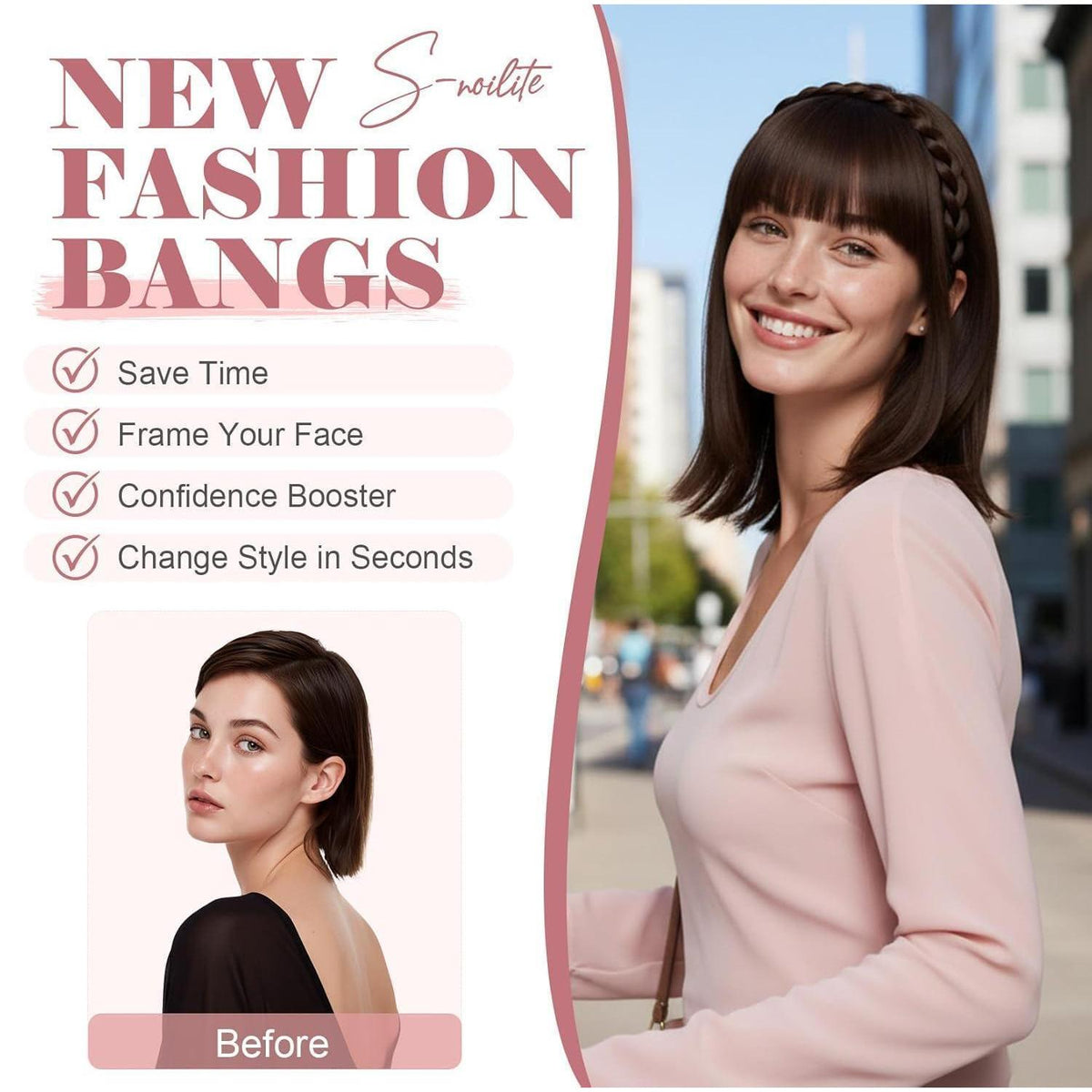 Stirnband mit Pony – Aschblond Mix | Haarverlängerung & Haarteil