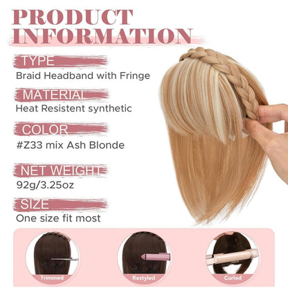 Stirnband mit Pony – Dunkelblond Mix mit Blondblond