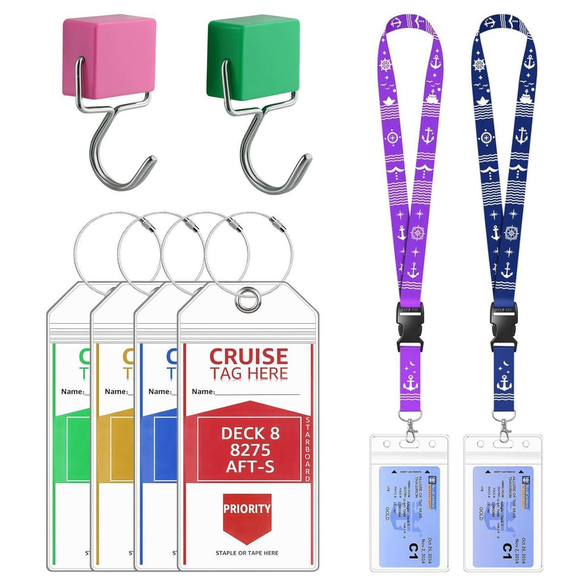 XXL Kofferanhänger Set für Kreuzfahrt – Bordkarte, Lanyard & Magnethaken