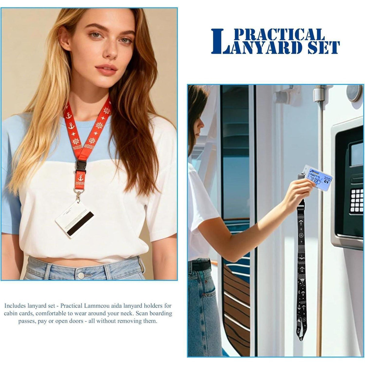 XXL Kofferanhänger Set für Kreuzfahrt – Bordkarte, Lanyard & Magnethaken