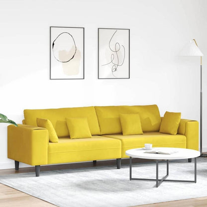 Gelbe Samt Wohnlandschaft mit Eckarmlehnen 210 cm
