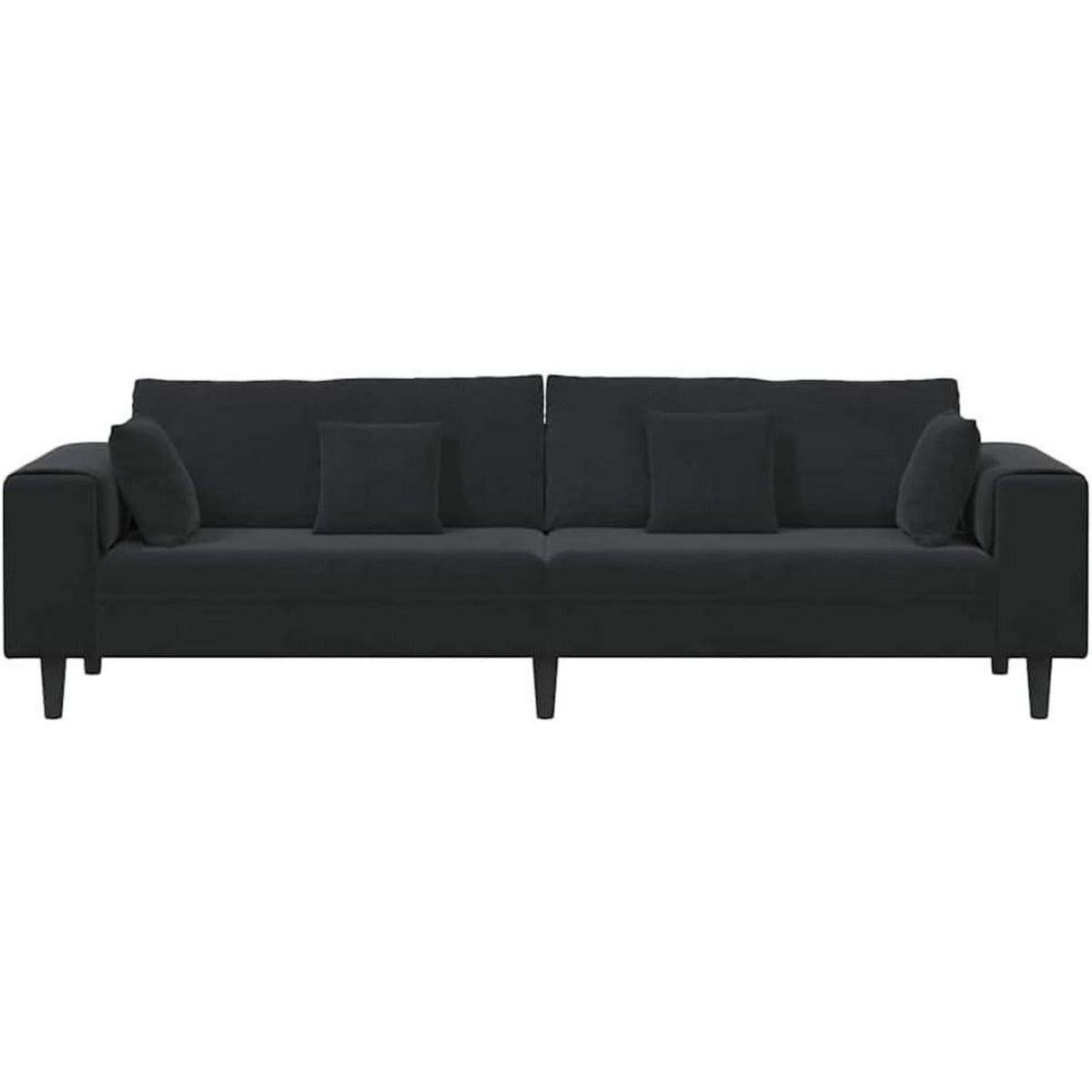 Samt Sofa Schwarz 208 cm – Modernes Polstersofa mit Kissen