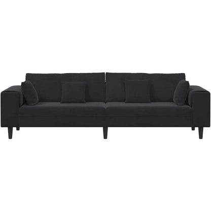 Samt Sofa Schwarz 208 cm – Modernes Polstersofa mit Kissen