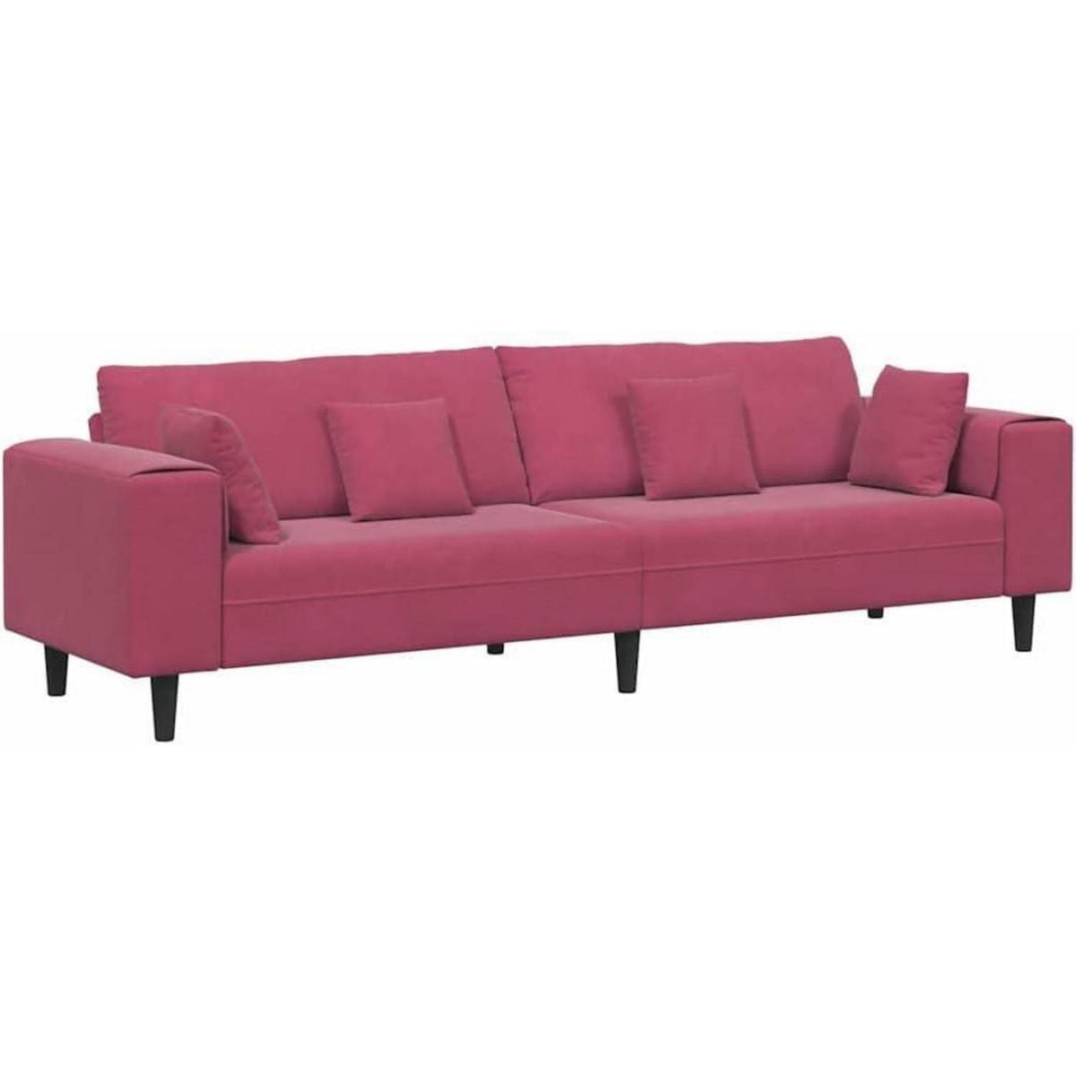 Weinrotes Samt Sofa mit breiten Armlehnen, 208 cm