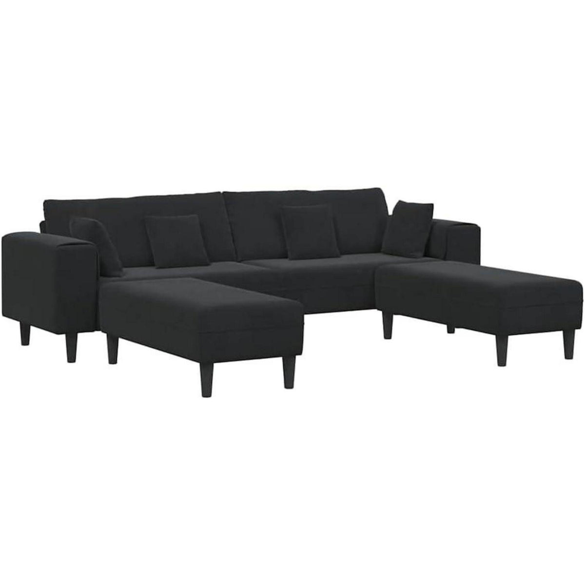 Samt Polstersofa mit Ottomane Schwarz 208 cm