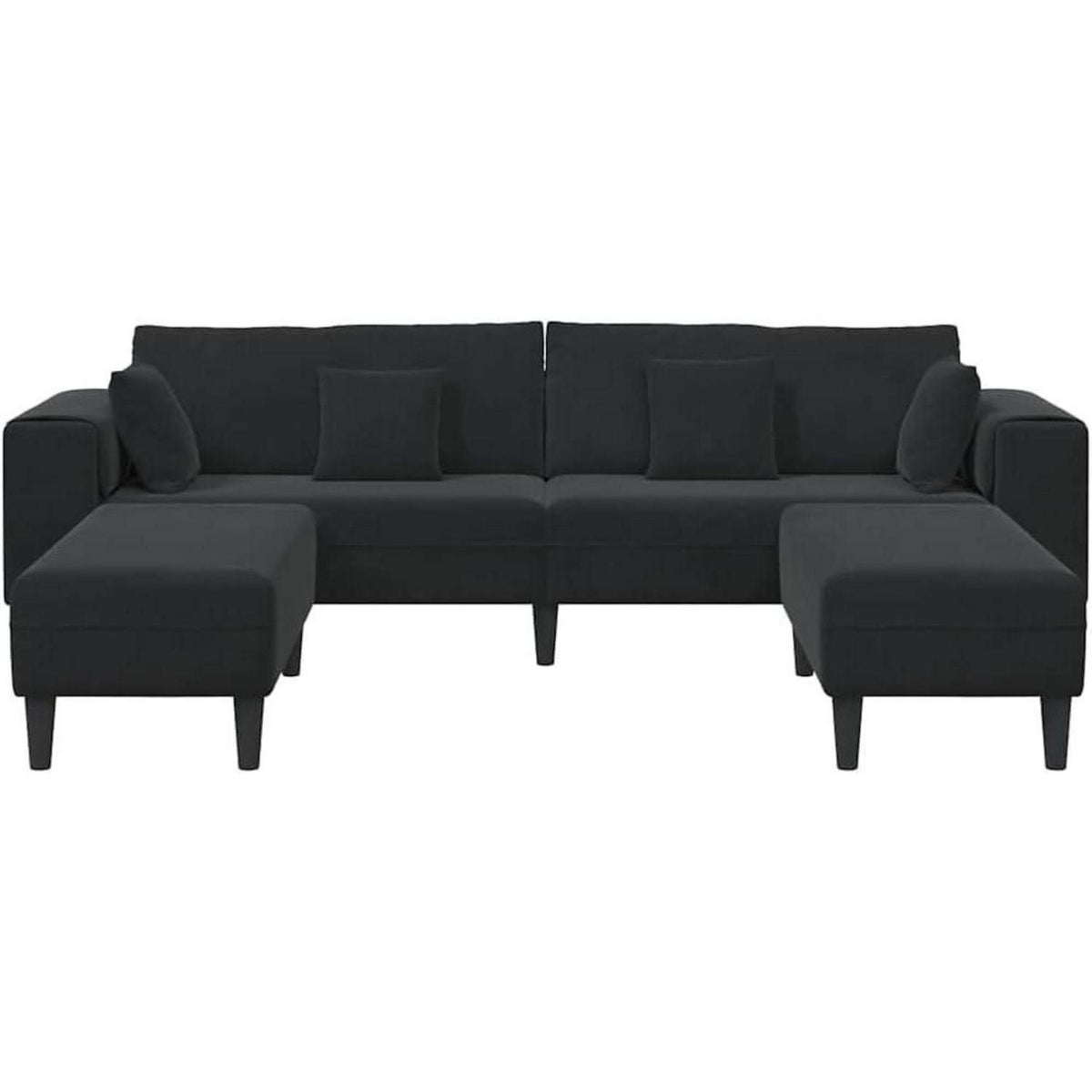 Samt Polstersofa mit Ottomane Schwarz 208 cm