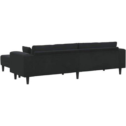 Samt Polstersofa mit Ottomane Schwarz 208 cm