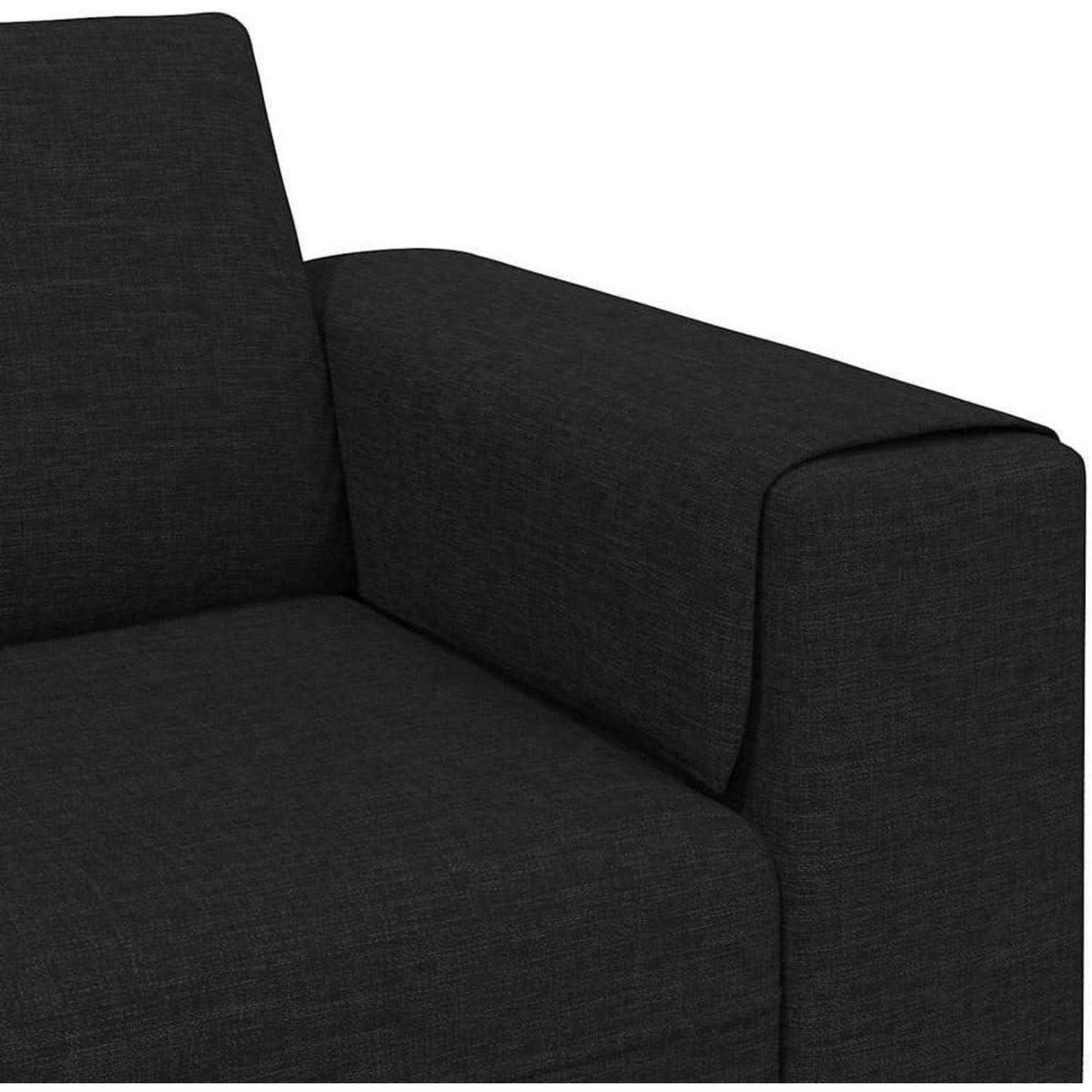 Modernes Samt Sofa Schwarz – 3-teilig mit Ottomane