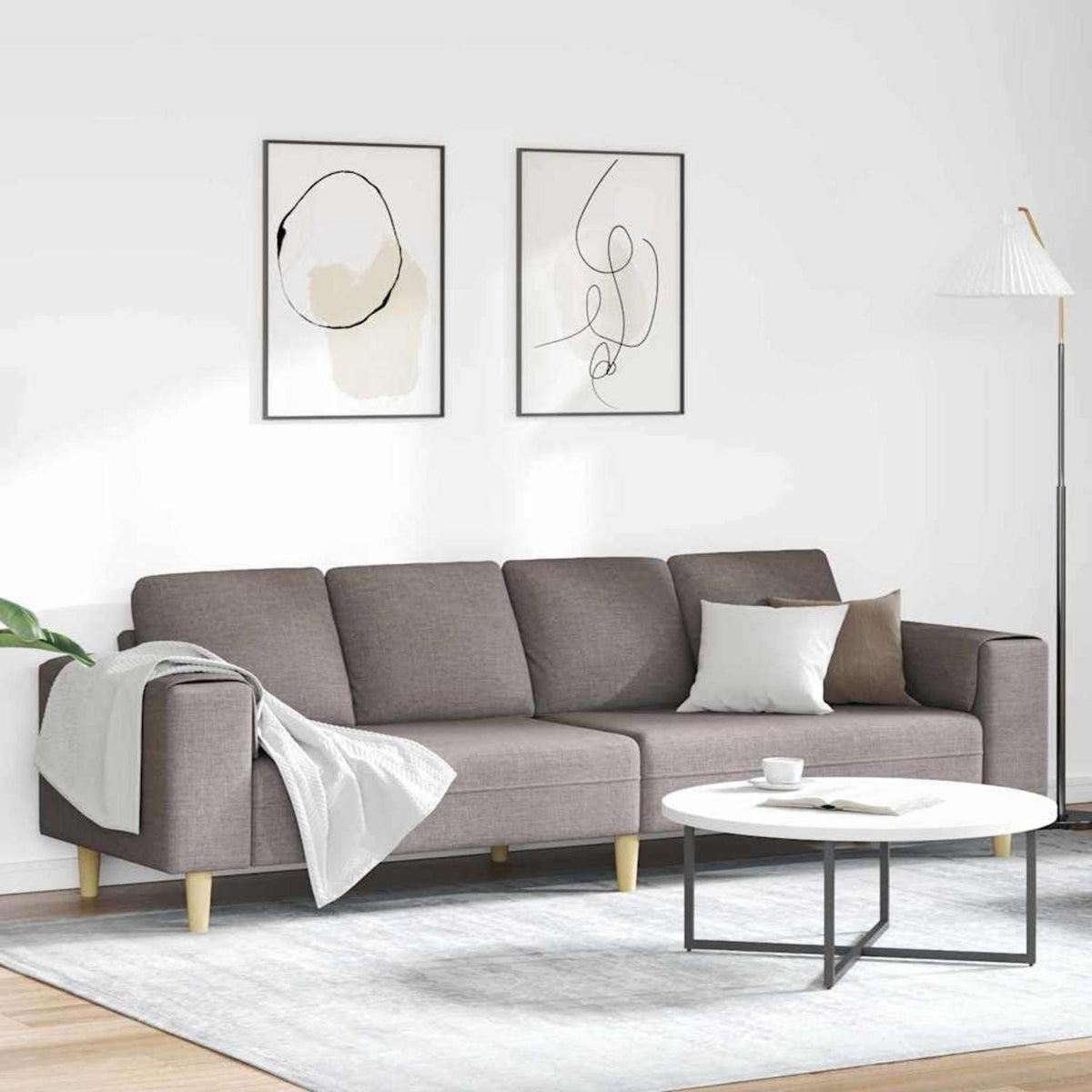 Modernes Schlafsofa 4-Sitzer mit Schlaffunktion – Taupe Stoff
