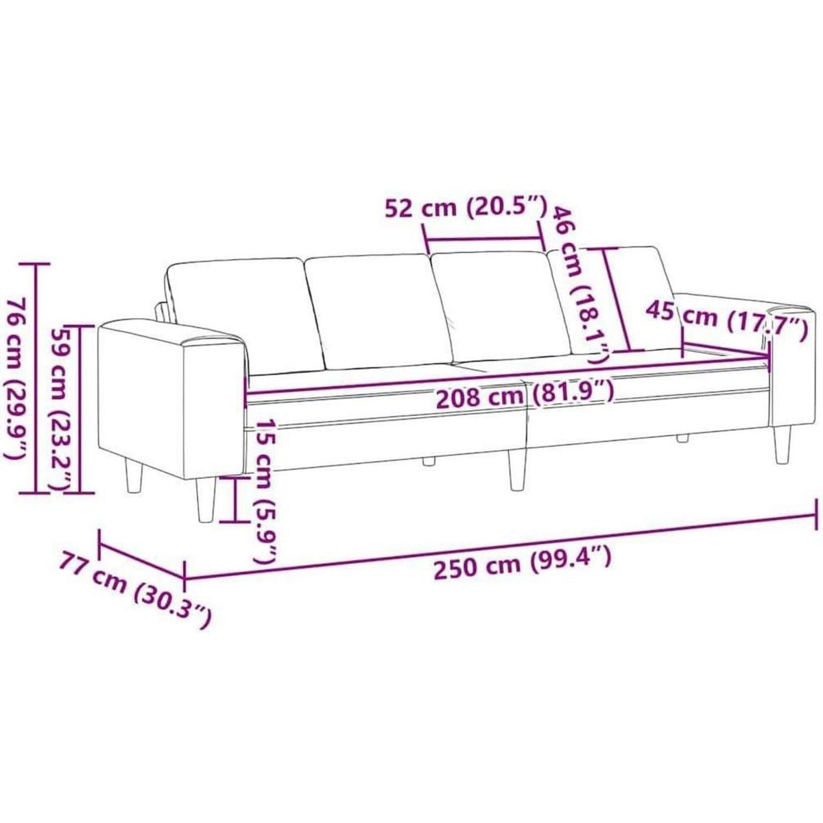 Modernes Schlafsofa 4-Sitzer mit Schlaffunktion – Taupe Stoff