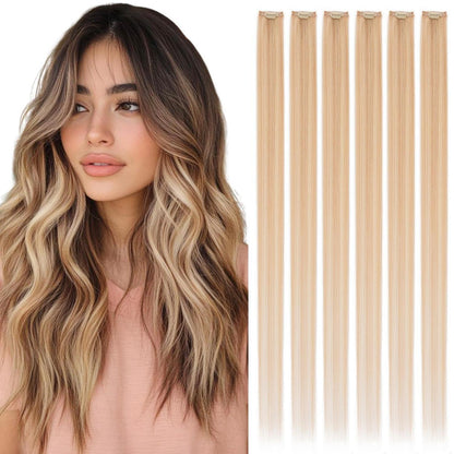 Blond Clip-in Echthaar Extensions 40cm #18/613 Balyage