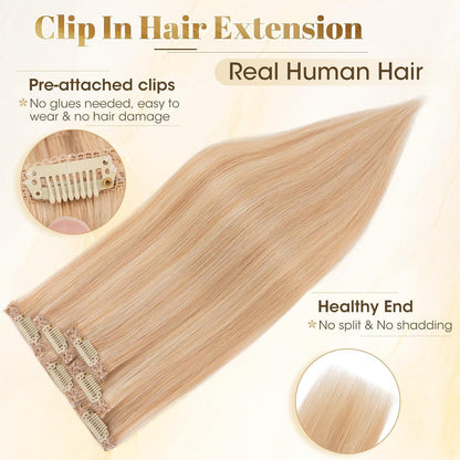 Blond Clip-in Echthaar Extensions 25cm – Remy Haarverlängerung