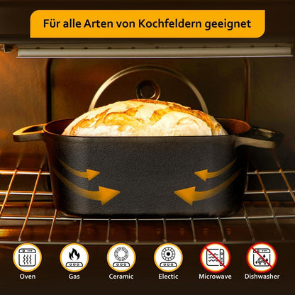 Gusseisen Schmortopf mit Deckel – 28cm, 3,4L, Rot