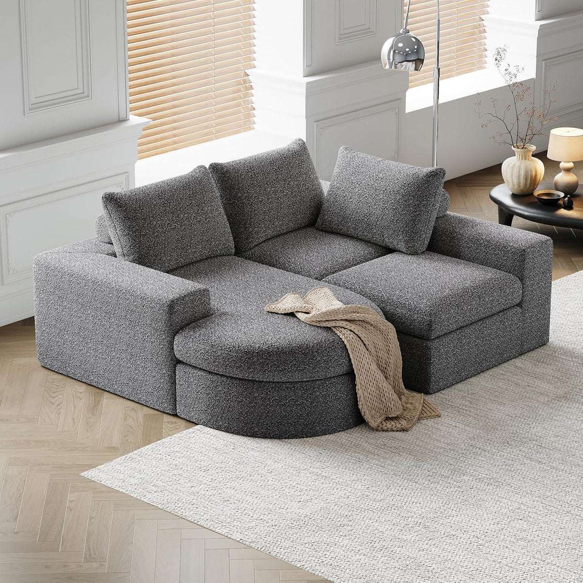 Modulares Ecksofa mit Chaiselongue, Grau – 251x160x81cm