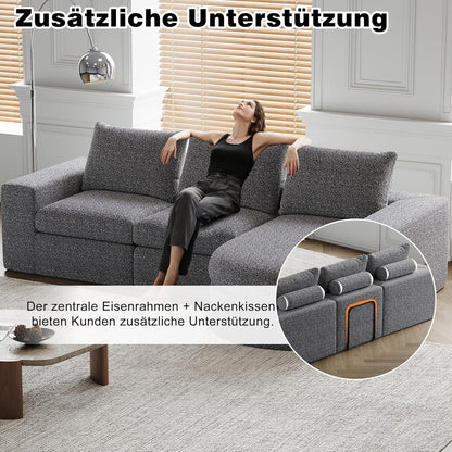 Modulares Ecksofa mit Chaiselongue – Grau, 322 x 271 cm