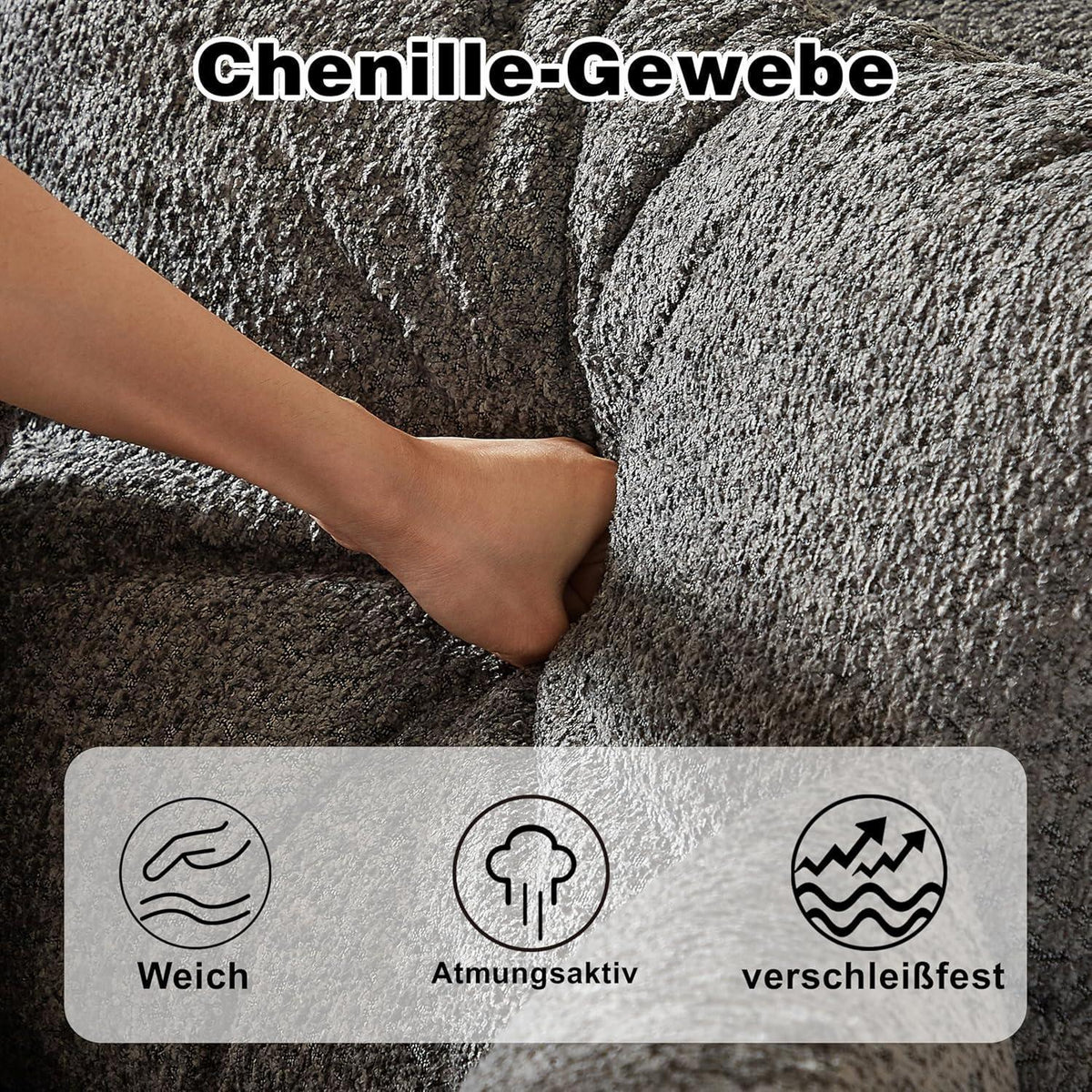 Modulares Ecksofa mit Chaiselongue – Grau, 322 x 271 cm
