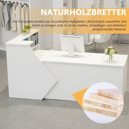 Moderner Empfangstresen mit Regalen – 250x60x100cm Schwarz