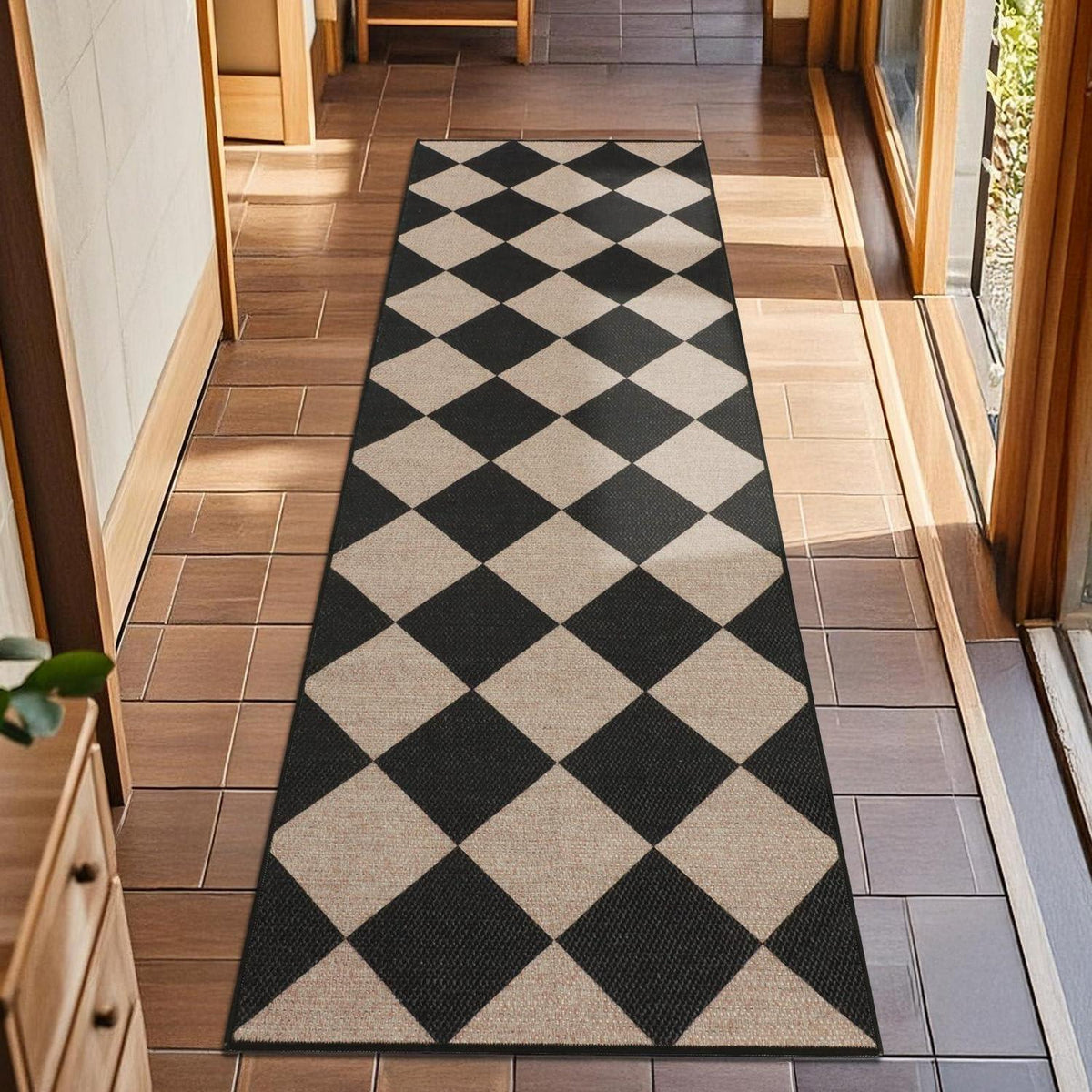 Rutschfester Läufer 60x180cm – Waschbarer Flur- & Küchenteppich Schwarz