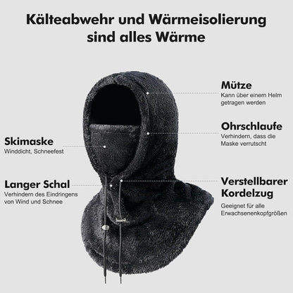 Sturmhaube Winter Damen Herren Fleece Balaclava Thermo Skimütze Schwarz