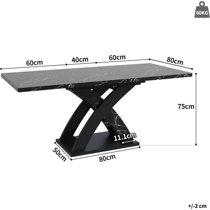 Ausziehbarer Esstisch Holz Schwarz 120-160 cm