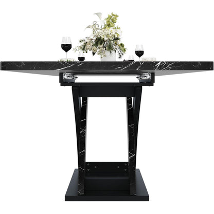 Ausziehbarer Esstisch Holz Schwarz 120-160 cm