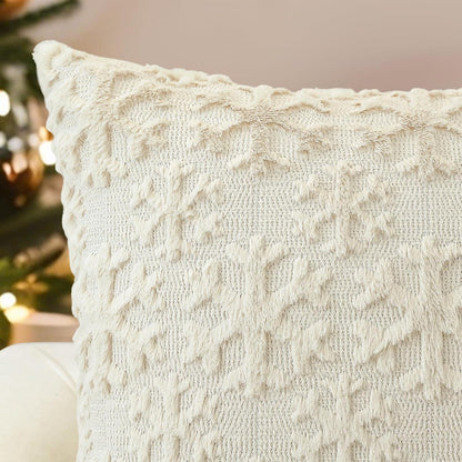 Weihnachtliche Kissenbezüge 2er Set Schneeflocken 40x60 cm Creme