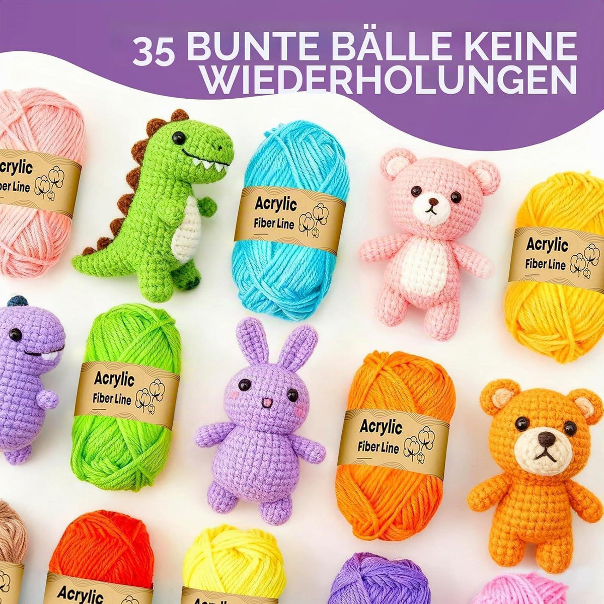 Häkelset für Anfänger & Erwachsene – 35 Farben + Zubehör