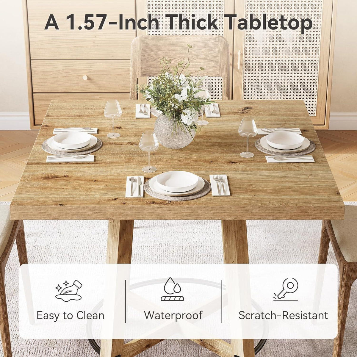 Moderner Esstisch 80x80cm – Quadratischer Küchentisch für 2-4 Personen
