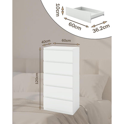 Weißer Kommode mit Schubladen – Schmaler Schrank 60x40x120.5 cm