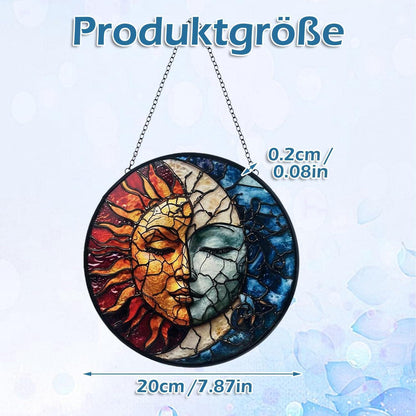 Sonnenfänger Fenster Hängend Sonne-Mond Design | Buntes Acryl Fensterschmuck