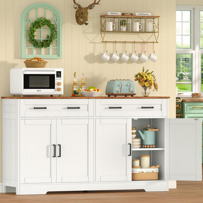 Sideboard mit Arbeitsplatte & Schubladen – Weiß 140x40x80cm