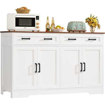 Sideboard mit Arbeitsplatte & Schubladen – Weiß 140x40x80cm