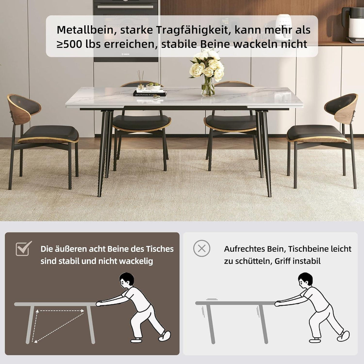Essgruppe modern, ausziehbar (240cm) mit 8 Stühlen
