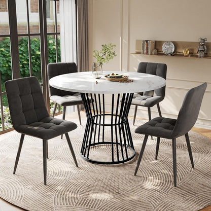 5-teiliges Esstisch Set Grau & Schwarz – Modernes Esszimmer