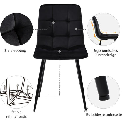 Moderner Esstisch Set 5-teilig Schwarz Gold 80x75cm