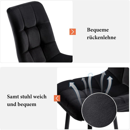 Moderner Esstisch Set 5-teilig Schwarz Gold 80x75cm