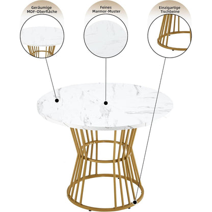 5-teiliges Esstisch Set Grau & Gold – Modernes Esszimmer mit Stühlen
